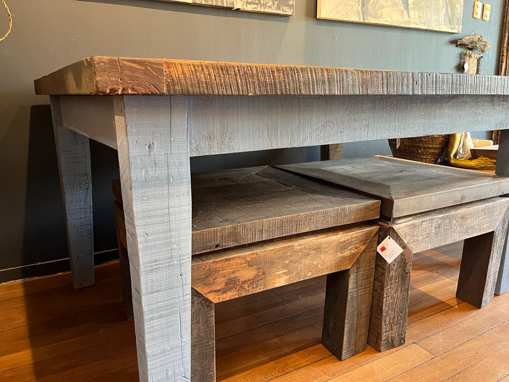 Mesa Rústica Madera reciclada 2 colores (A Pedido)