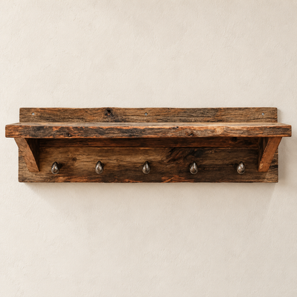 Perchero de Madera de Demolición y Clavos Ferroviarios